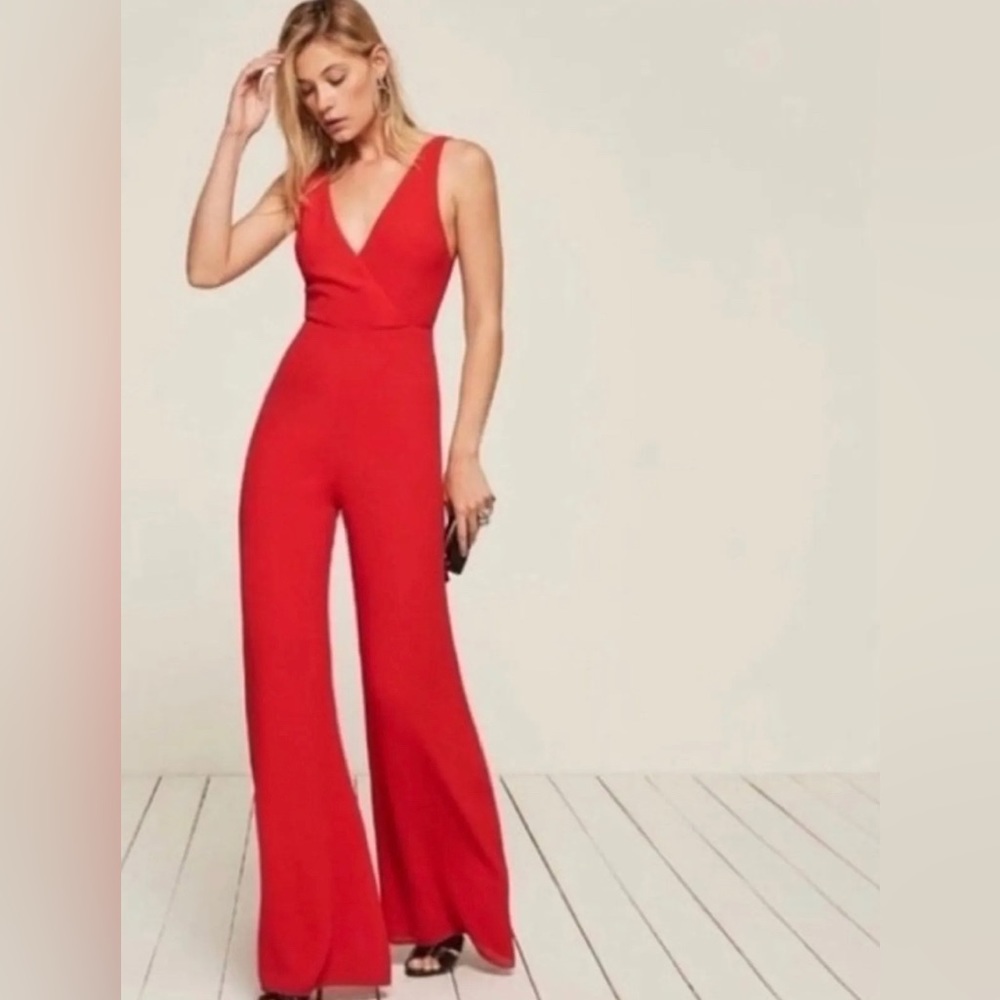 Reformation Darcy Cherry Red Jumpsuit 6P NWT